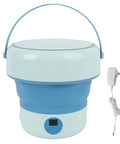 Foldable Mini Washing Machine 4.8 Liter Portable Compact Laundry Soaker For Underwear Baby Clothes And Towels image showing blue collapsible design with handle