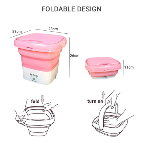 Diagram of Compact Foldable Portable Washing Machine With Spin Dryer Bucket For Travel And Home Laundry One Touch Control