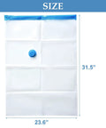 3 Pack Vacuum Compression Storage Bags With Hand Pump For Travel Clothes Clear Large 31.5 inches by 23.6 inches size display