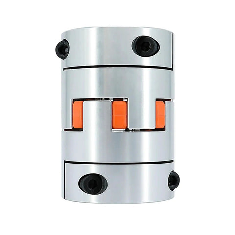 Heavy Duty Three Jaw Plum Flexible Coupling For Servo Motor Shaft And Rock Solid Steel Connector, silver, for high torque applications.