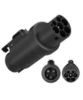 Heavy Duty Portable EV Charger Adapter Converting Type Two Ports To J1772 Plugs For Hella Fast 7KW DC Charging close-up view of black adapter