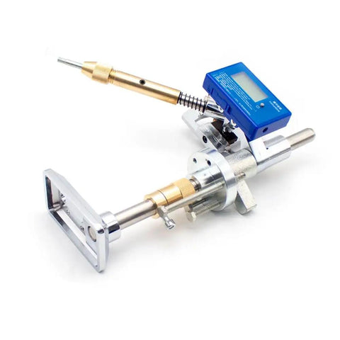 Straight Up Built Tough Gemstone Faceting Machine With Digital Angle Readout And Ergonomic Handle featuring gear index and digital display.
