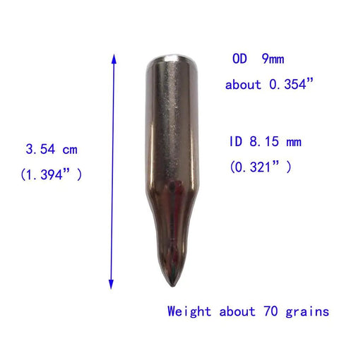 Pro Grade Glue On Archery Field Points Set For 8mm Shafts 30 Pcs 80 Grain Practice Arrow Tips dimensions and weight detail