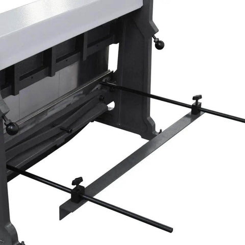 Close-up of back gauge and segment fingers on 3 In 1 Sheet Metal Cutter, Brake And Slip Roll For 30 Inch 20 Gauge Fabrication
