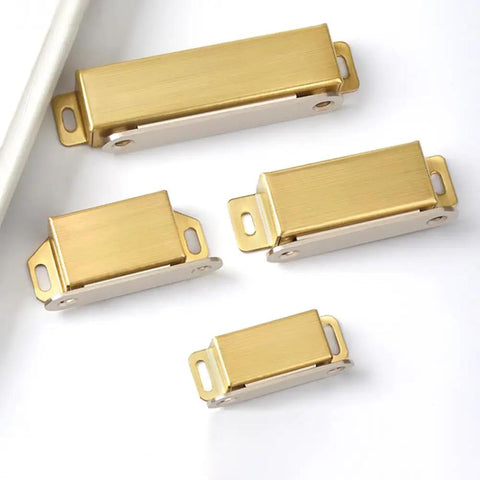 70 Lb Magnetic Door Catch Heavy Duty Latch for Cabinets, Shutters, Closets, and Furniture Doors, Stainless Steel Gold Finish, 4 Pack