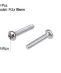 Top Grade M2x10mm Phillips Pan Head Machine Screws Built Tough With Premium 304 Stainless Steel Heavy Duty Fastener Bolts close-up of two screws.