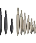 Field Points Set Archery, 12 ScrewIn Target Points, 100 125 150 200 250 300 350 Grain Range, Black and Silver Finish
