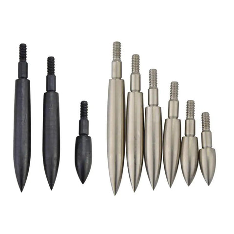 Field Points Set Archery, 12 ScrewIn Target Points, 100 125 150 200 250 300 350 Grain Range, Black and Silver Finish