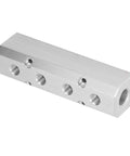 Aluminum Pneumatic Manifold Block 40x40mm With G1/2 Inlet And G1/4 Outlets For High Flow Pneumatic Systems, side angle view