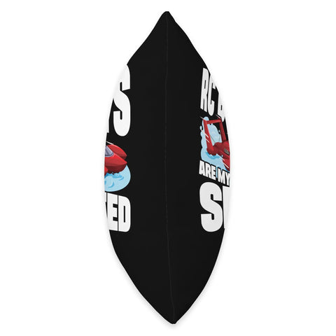 Side view of Throw Pillow For Sailboat Lovers Who Are All About Speed And Nautical Vibes Double Sided Sailboat And RC Boat Design