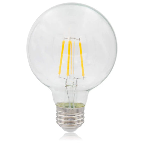 G25 LED Filament Vanity Bulb 40W Equivalent, 500 Lumens, 2700K Warm White, E26 Edison Base, clear glass with visible filaments