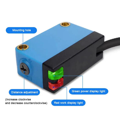 Background Suppression Photoelectric Switch With Diffuse Sensor, Detection Range From 10 To 450 Mm, NPN Output, 2 M Cable