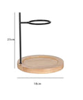 Premium Metal Pour Over Coffee Stand Portable Drip Rack, 23cm tall, 18cm wooden base, perfect for coffee brewing.