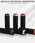 Lock On No Slip Bike Handlebar Grips With Sweat Wicking Foam For Mountain MTB BMX And Folding Bikes displayed in various colors