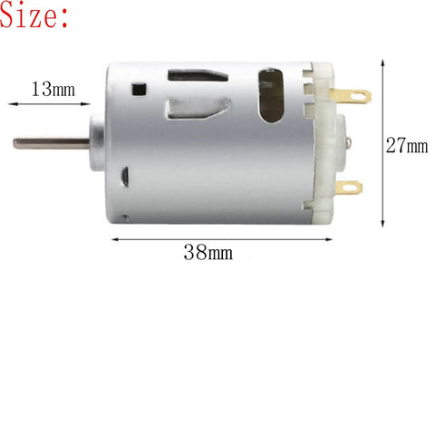 Side view of a Six To Twelve Volts High Torque Mini DC Gear Motor With Ten Thousand RPM For RC Boats And Smart Cars Built Tough 380 Style Motor