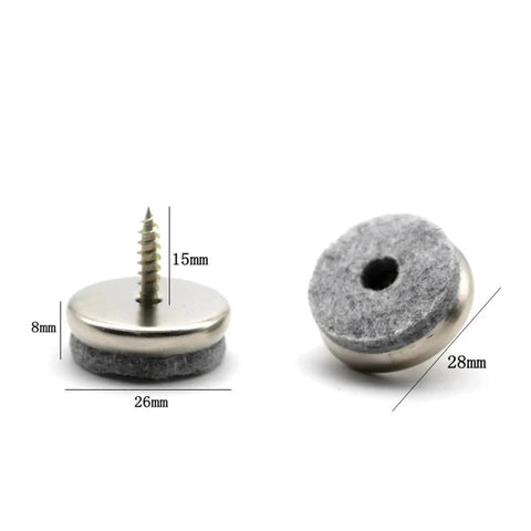 Top Shelf Furniture Felt Gliders With Threaded Screws And Heavy Duty Chair Leg Caps To Shield Floors From Scrapes While Keeping Your Setup Rock Solid Smooth As Silk And Dead Simple To Mount showing metal glider with felt base sizes.