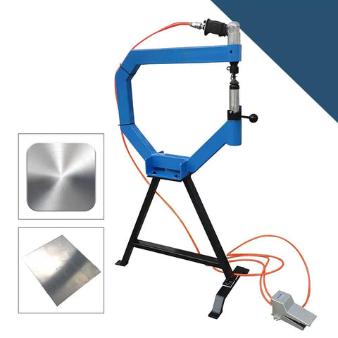 Badass Pneumatic Planishing Hammer Four Inch Throat Air Polisher With Three Piece Radius Anvils For Quick Sheet Metal Shaping And Hardcore Blacksmith Jobs Up To One Hundred Psi