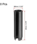 Slotted Spring Pin Kit 6mm By 20mm Plain Finish 65Mn Roll Assortment, 50Pcs For Small Machine Projects, single pin close-up