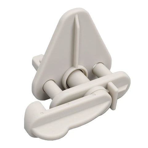 Top Shelf Pontoon Gate Latch For Square Boat Frames Fits One To One Point Two Five Inches in white ABS material.