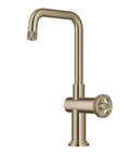 Urbix Industrial Single-Handle Bar Kitchen Faucet in Brushed Gold with Diamond Textured Accents and Compact Space-Saving Design