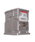 M7284Q1106 Proportional Damper Actuator for Industrial Burners, metal construction, showcases rear view, signal control features.