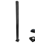 Heavy Duty 54 Inch Matte Black Powder Coated Aluminum Decorative Railing Post Kit For Deck And Porch With Reinforced Base For Rock Solid Balcony Fence EZ Install, upright view with base.