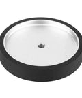 Pro Grade 250Mm Polyurethane Encoder Measuring Wheel With Legit Anti Slip Rubber Tread And Rock Solid Aluminum Housing showing rubber tread and aluminum body.