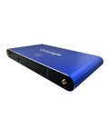 Badass Heavy Duty 4K Cloud Network Media Player For Slick Digital Signage With Dual Ethernet HDMI Links And No Sweat Wireless Control On Large LED Video Walls, showing blue metal casing and ports.