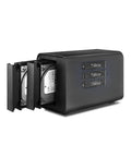 Rock Solid Hybrid Nvme Sata Enclosure hosting two hard drives and three M2 SSDs, showcasing its dual SATA and triple M.2 slots.