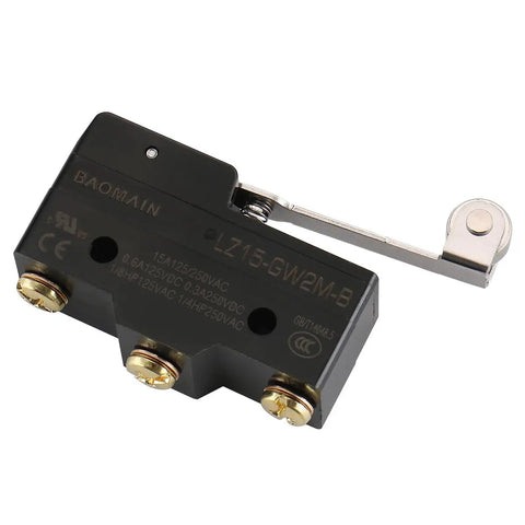 Z-15GW2S-B Micro Switch With Long Hinge Roller Lever Momentary Limit Switch for Industrial Use, showing side angle