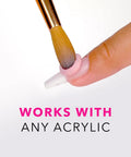 Close-up of Kolinsky Size 10 brush applying acrylic with 16 Fl Oz Liquid Monomer For Nail Extensions With 100 Percent Kolinsky Size 10 Brush Starter Duo Includes 6 Fl Oz Monomer And Pro Grade Brush For Smooth Long Lasting Salon Worthy Nail Applications on nail