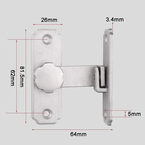 Heavy Duty Stainless Steel Security Gate Latch With Tough As Nails Brushed Finish And Built Like A Tank 90 Degree Swinging Mechanism - 64mm x 81.5mm dimensions.