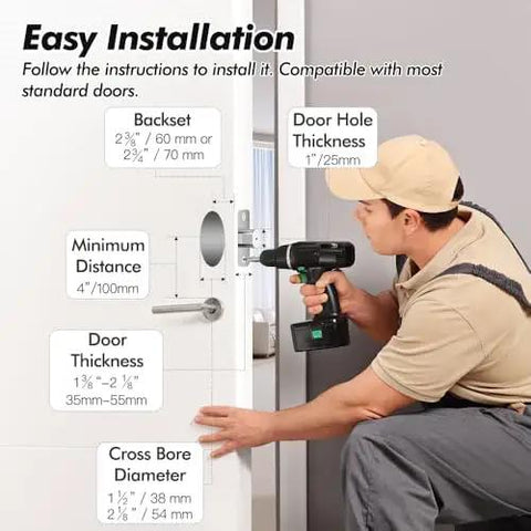 Focus on easy installation instructions for Top Tier Smart Keyless Entry Door Lock With Digital Keypad And Built In WiFi.