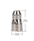 Metal tip from 45 Piece P80 Plasma Consumables Kit For P80 Plasma Cutter Torch With Electrodes Tips Cups And Porcelain Cups Durable Metal And Ceramic Construction For 20 To 100 Amp Cutting Through Rough Painted And Rusty Surfaces, with dimensions 21mm x 11.6mm
