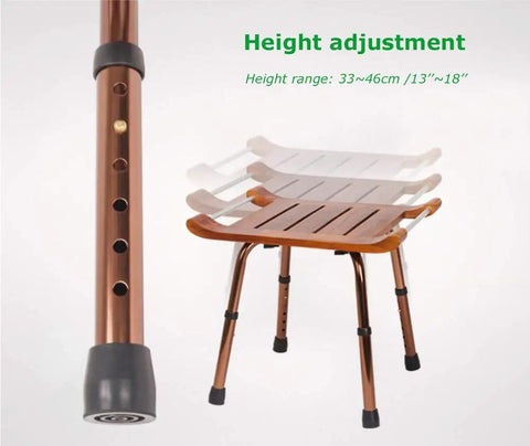 Height adjustment feature of Teak Wood Bath Shower Stool With Non Slip Feet Height Adjustable Lightweight Shower Bench