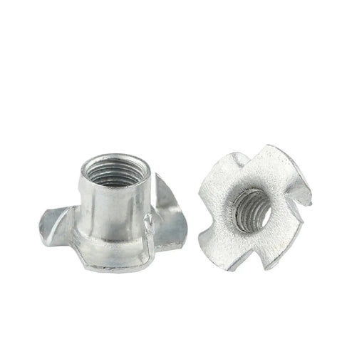 Heavy Duty Zinc Plated Four Claw T Nuts For Wood And Furniture Insert Blind Prong Fasteners For Secure DIY Speaker Mounts Carbon Steel M3 Size 10 Pcs Pack