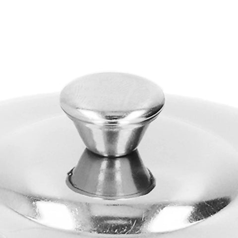 Slick Stainless Steel Teapot With Fine Mesh Strainer 500ML Capacity Stovetop Tea Kettle lid knob close-up.