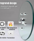Round Tempered Glass Lazy Susan Turntable Smooth Operator with integrated design and aluminum shaft for easy use.