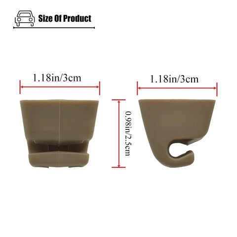 Jaguar Sun Visor Clips Set Of 2 For XJS XJ6 XJ12 1975 To 1994 Replacement Sun Visor Hooks HMD1084AAAEE with dimensions shown