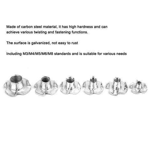 120 Piece Tee Nut Set Carbon Steel Galvanized For Wood Projects And Furniture Hardware Heavy Duty Fasteners With M3 M4 M5 M6 M8 Sizes