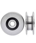 Stainless Steel Deep U Groove Pulley Wheel For Lifting And Rigging, 40mm Outer Diameter, 8mm Inner Diameter, 10mm Groove Width, 7.5mm Groove Depth, 250kg Load Capacity, Beefy Heavy Duty Wire Rope Pulley side view