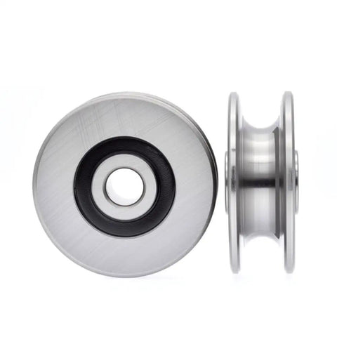 Stainless Steel Deep U Groove Pulley Wheel For Lifting And Rigging, 40mm Outer Diameter, 8mm Inner Diameter, 10mm Groove Width, 7.5mm Groove Depth, 250kg Load Capacity, Beefy Heavy Duty Wire Rope Pulley side view