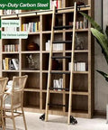 24 Foot Sliding Barn Door Ladder Hardware Kit With Round Tube Track And Bottom Brake Wheels for library use