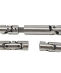 Premium Steel Universal Joint Cross Shaft Coupler showing three durable pieces for model cars and robots.