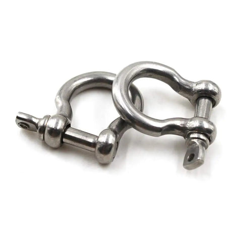 Two M16 304 Stainless Steel D Ring Shackles with screw pins, perfect for marine towing and heavy rig pulling.