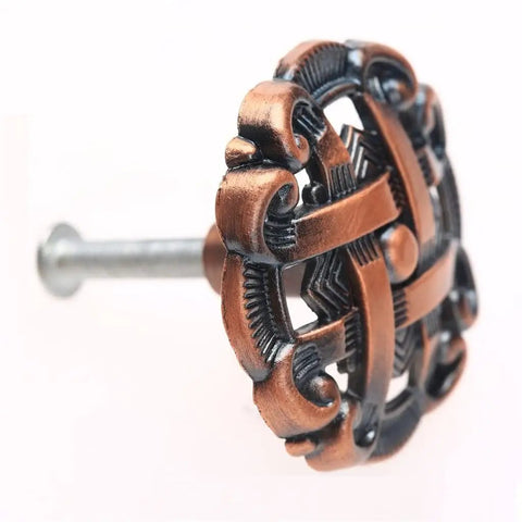 Old School Antique Brass Hollow Door Knob For Cabinets And Drawers, Vintage Wardrobe And Kitchen Handle, side view