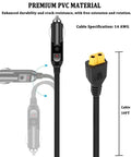 Heavy Duty 12V 24V Car Charger Cable With Xt60 Connector Ten Foot Dc Adaptor For EcoFlow Bluetti And Anker Portable Power Stations showing 10FT length and premium PVC material.
