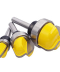 Badass 3 Pc Dish Carving Router Bits Set Half Inch Three Quarter Inch Plus One Eighths, carbide tipped wood cutting tools.