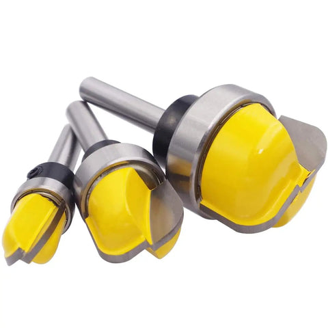 Badass 3 Pc Dish Carving Router Bits Set Half Inch Three Quarter Inch Plus One Eighths, carbide tipped wood cutting tools.