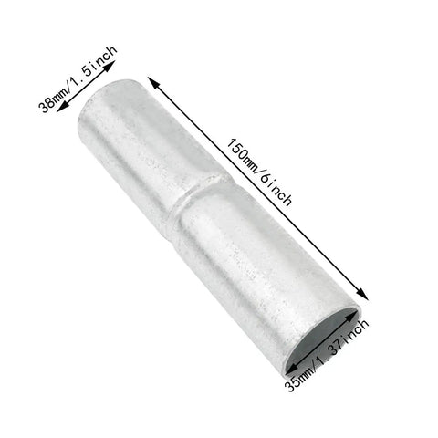 2 Pack Top Rail Fence Sleeve Fits One And Three Eighths Inch OD Rails Six Inch Long Chain Link Fence Top Rail Adapter Tube Connector Steel Construction Easy No Drill No Fuss Install